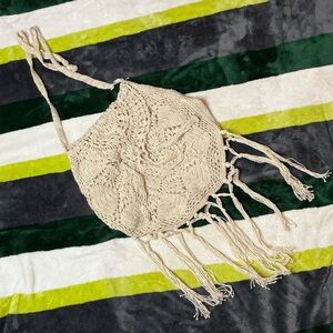 Boho Cream Knit Shoulder Bag